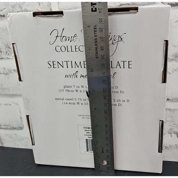 New 7x7" White Home Blessings Family Sentiment Plate w/ Metal Easel Gift Decor - Picture 4 of 5